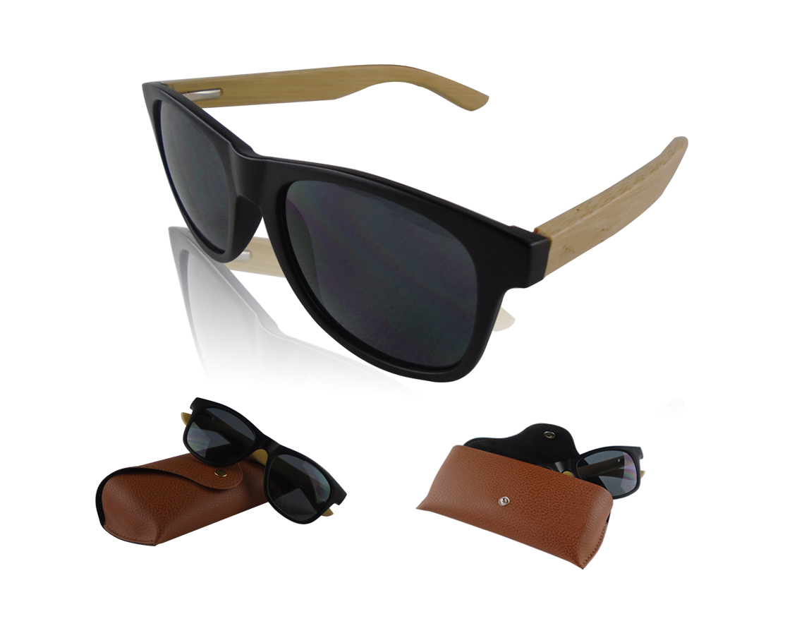 Custom Promotional Bamboo Sunglasses With Pouch Case 