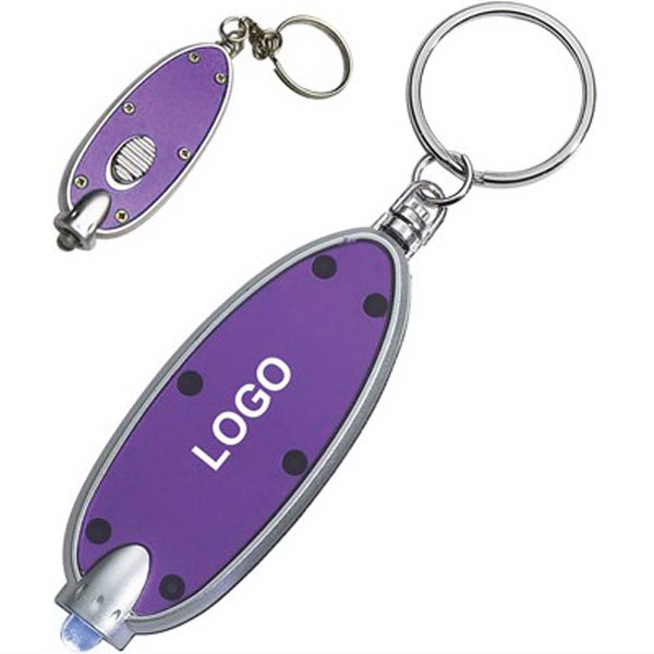 Oval LED Flashlight Keychain Key Holder Ring