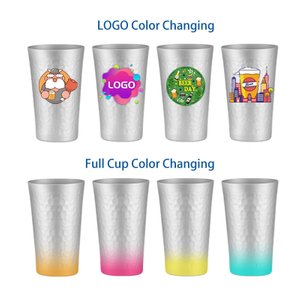 12oz Color Changing Aluminum Cold Drink Cup Lightweight Single Layer Drinking Mug Camping Cug Reusable & Recycle Aluminum Beer Cup