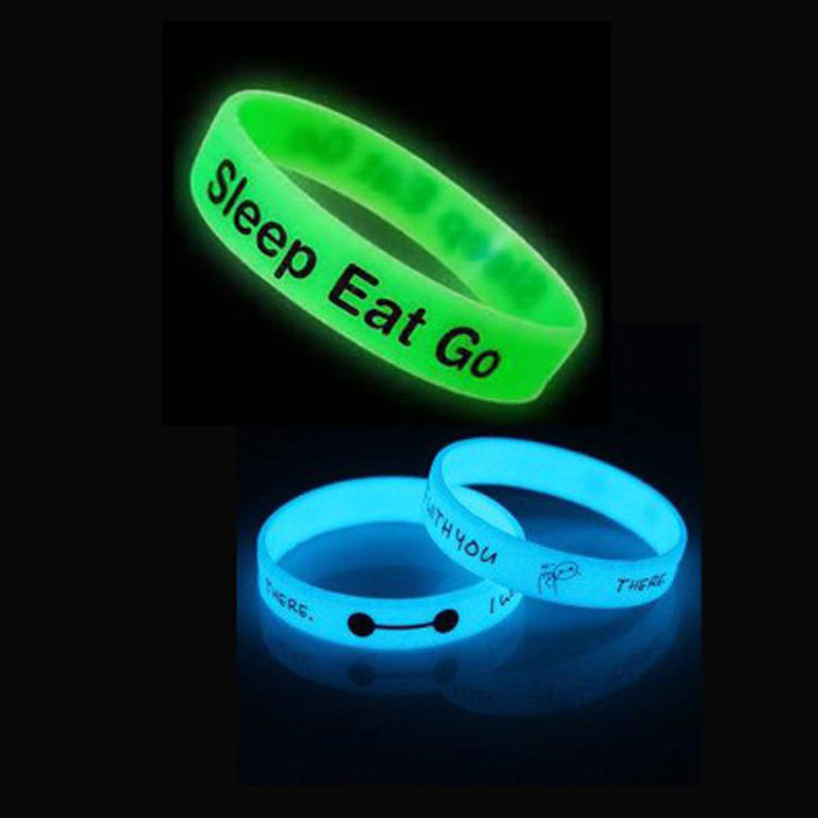 Promotional Silkscreen Glow In Dark Silicone Wristbands