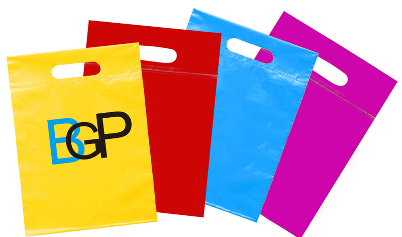 Custom Printed Recycled Die Cut Plastic Grab Shopping Tote Bag