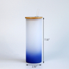 18 oz Gradient Color Glass Tumbler Glass Water Bottle with Straw and Bamboo Lid
