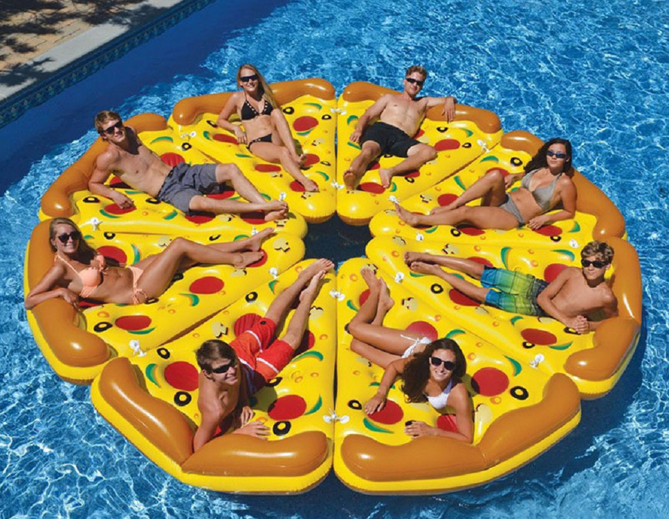 Pool Inflatable Floating Bed Adult and Kids Toys Assembled into Giant Pizza Float Row Perfect for Pool