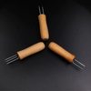 Barbecue Corn Cob Forks Holders Stainless Steel Skewers Wood Wooden Handle for BBQ Picnics and Camping