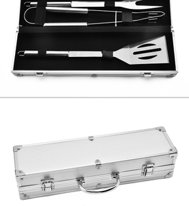 3 Piece Stainless Steel BBQ Set with Storage case Grill Utensils Set Includes BBQ Accessories Fork Spatula Tong