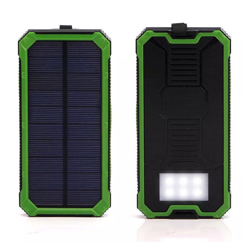 Solar Power Bank Portable Charger 10,000mAh External Battery Pack Solar Panel Charging