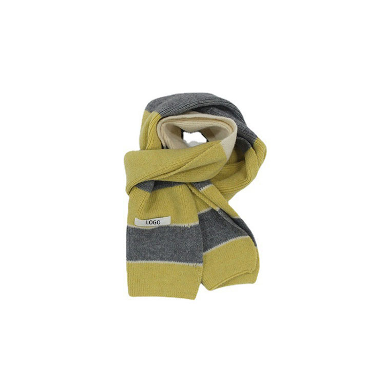 Winter Neutral Colored Striped Scarf Knitted Wool Scarf Preppy Bib
