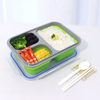 Collapsible Silicone Container Leakproof Lunch Box with 3 Compartments BPA Free Safe Food Storage Organizer