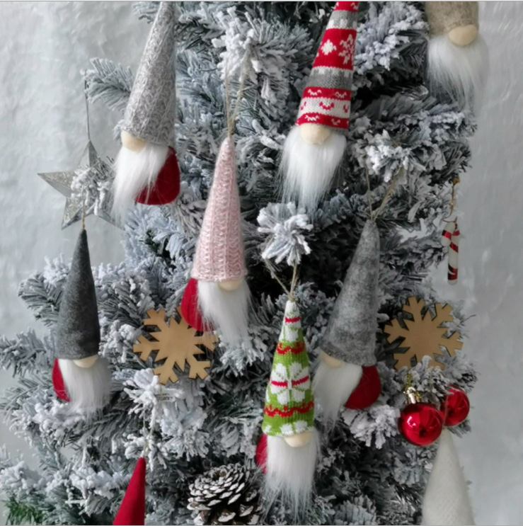 Christmas Tree Hanging Gnomes Ornaments Set of 5 Handmade Plush Gnomes Santa Elf Hanging Home Decorations Holiday Decor