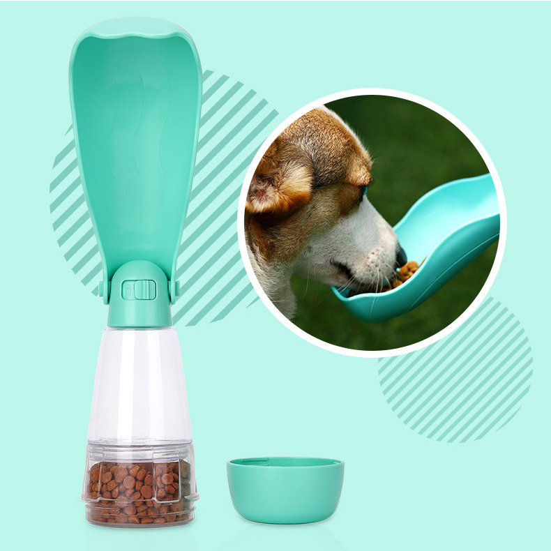 Portable Dog Cat Puppy Pet Water Dispenser Feeder with Drinking Cup & Food Container Leakproof for Outdoor Walking, Travel, Hiking