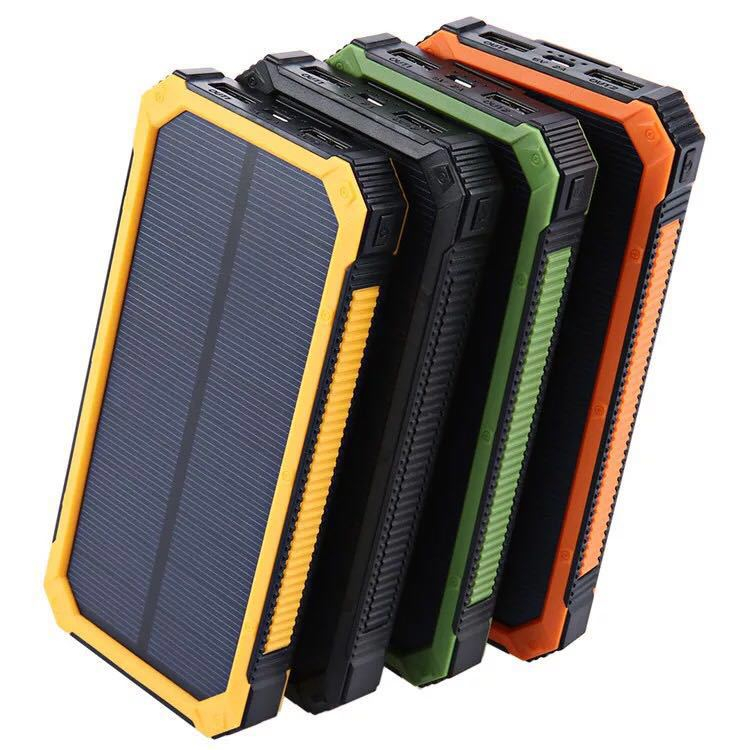 Solar Power Bank Portable Charger 10,000mAh External Battery Pack Solar Panel Charging