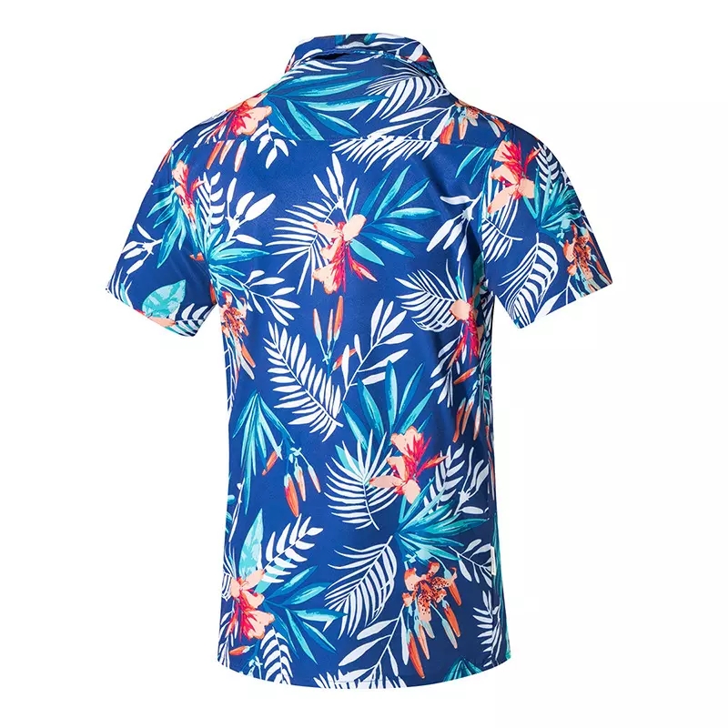 Unisex Full Color Dye Sublimation Sublimated Polyester Shortsleeve Casual Hawaiian Shirts for Spring Break and Summer