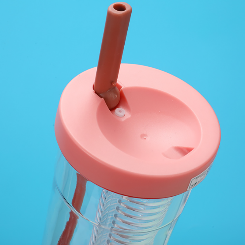 Foldable Straw Water Bottle, Fruit Infuser Reusable Water Bottle with Straw,