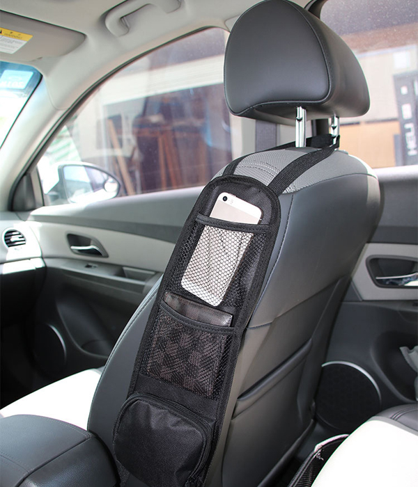 Car Seat Side Organizer Auto Seat Storage Hanging Bag, Phones, Drink, Stuff Holder with Mesh, Pocket for Cars, SUV, Truck