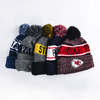 Two Tone Stripe Acrylic Winter Pom Pom Beanie Hat Knitted Cuff Beanie Cap Daily Beanie Hat Women Men Woman Man Unisex