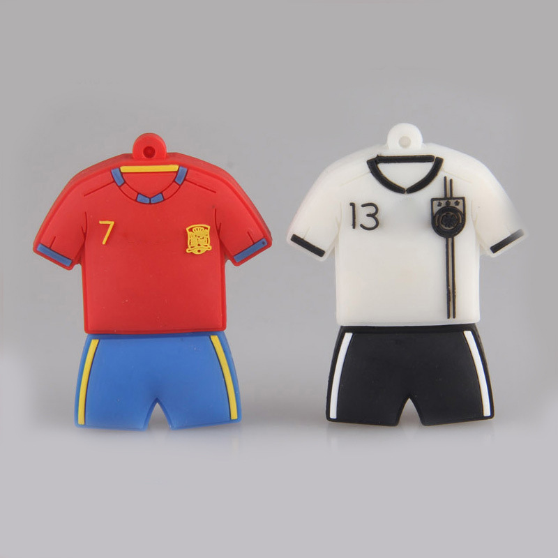 Custom Novelty 3D Cartoon Sports Football Jersey PVC USB Flash Drive