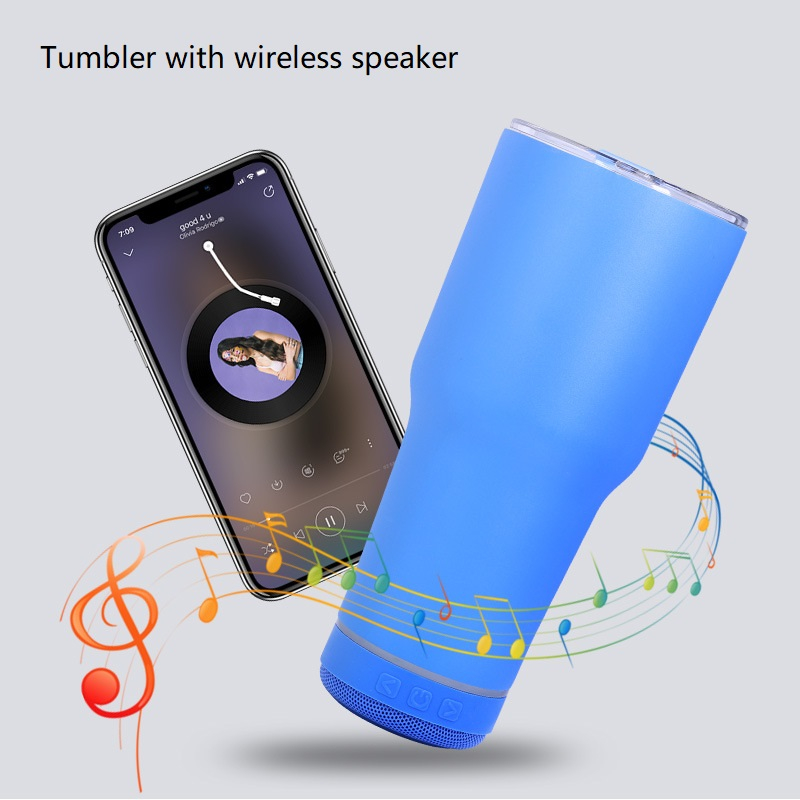 18oz Double Wall Outdoor Portable Stainless Steel Tumbler Water Bottle Music Cup with Wireless Speaker