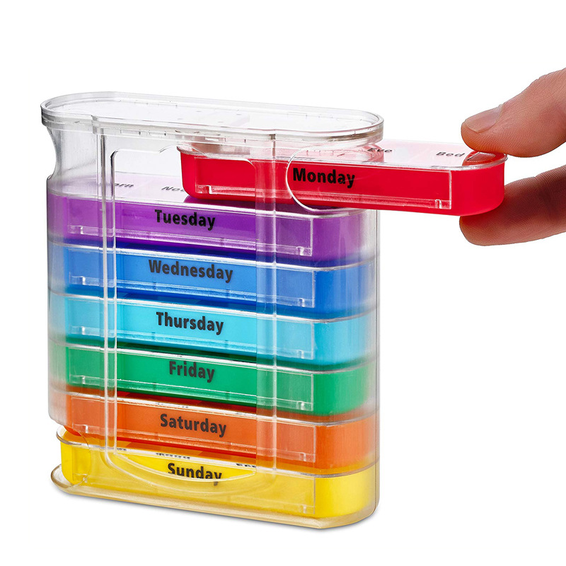 Colored 28 Grids Portable Drawer Moisture-proof Plastic Medicine Box