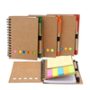 Spiral Notebook Kraft Paper Cover Notepad with Pen In Holder Sticky Notes and Page Marker Colored Index Tabs Steno Pocket Business