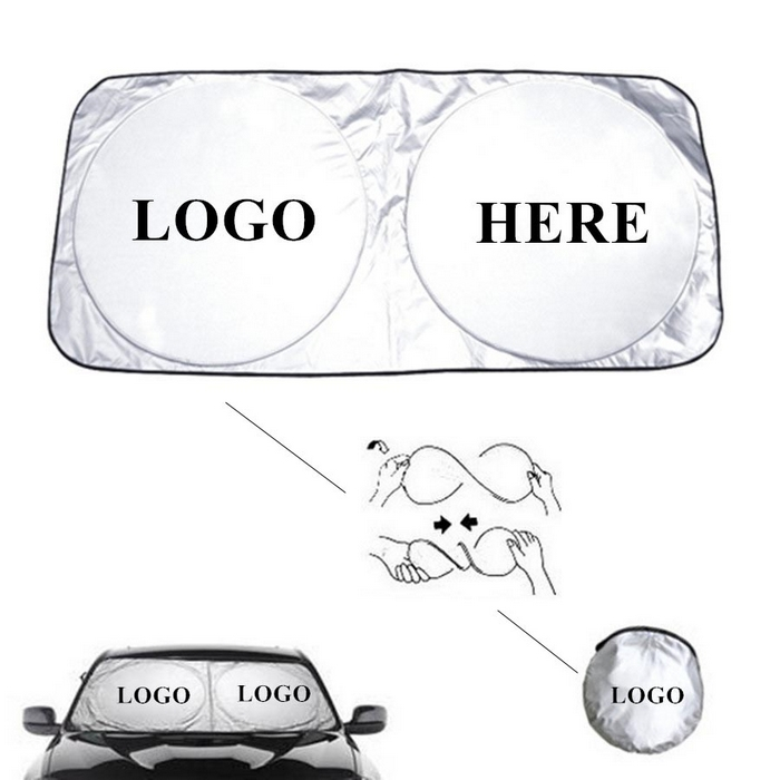 Car Windshield Sun Shade with Storage Pouch