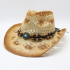 Knitting Western Cowboy Cowgirl Hat Straw Summer Hat Womens Sun Hat Hollow Out Unisex Sunhat