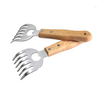 Meat Shredding Claws Stainless Steel Pulled Pork Shredder Meat Claws for BBQ Shredding with Long Wood Handle