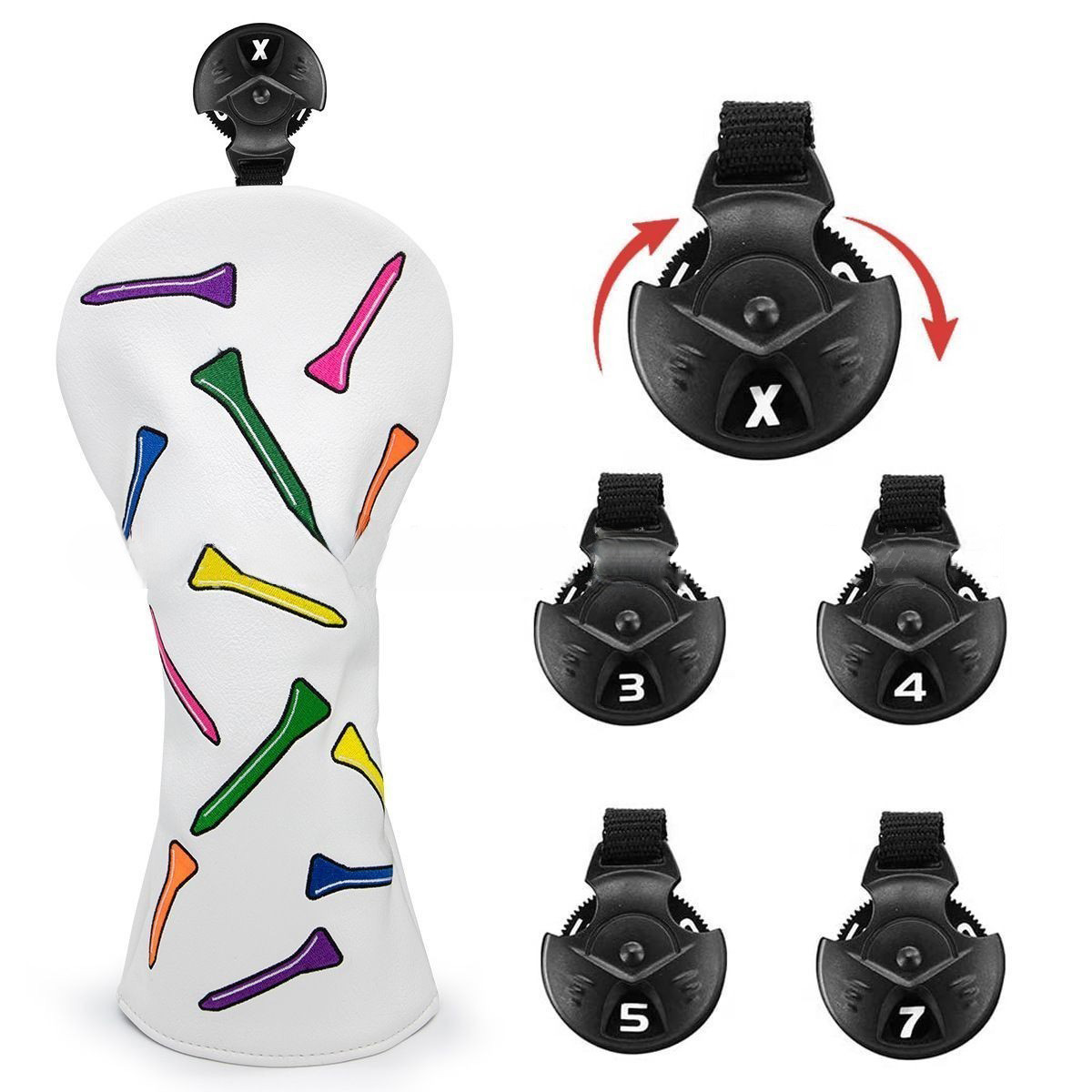 Colorful Tees Golf Club Covers - Golf Driver Headcover/Golf Fairway Wood Head Cover/Hybrid Club Head Cover