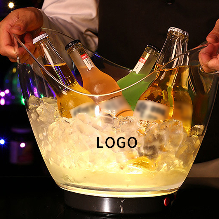 Creative Acrylic LED Light Ice Bucket KTV Bar Party Drink Ice Bucket Transparent Champagne Beer Ice Bucket
