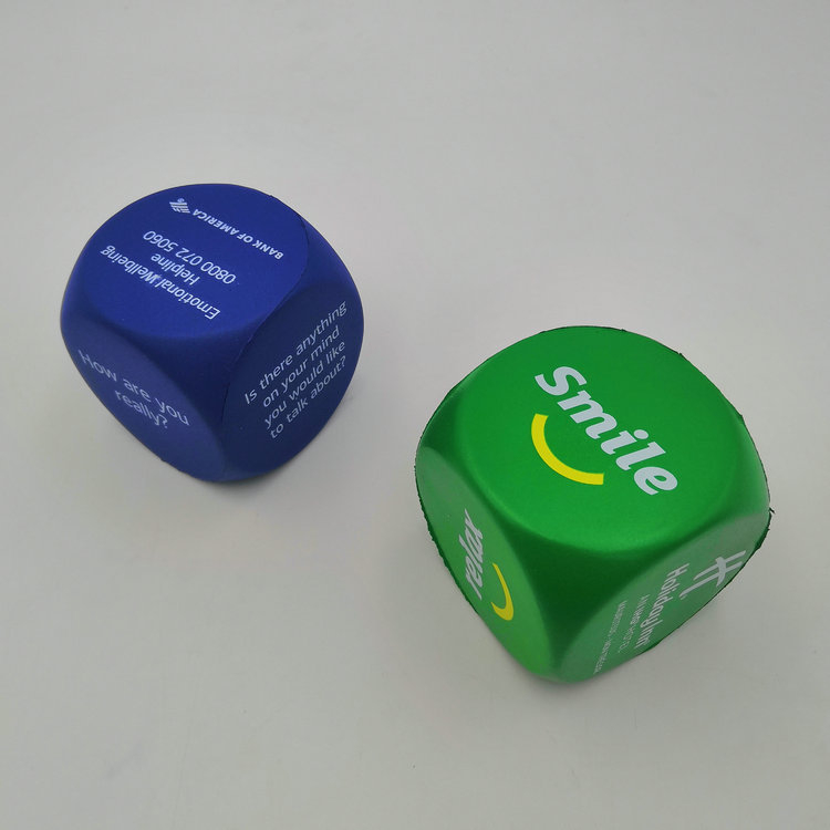 Dice Shaped Stress Reliever Balls with Custom Imprint