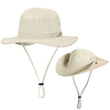 Unisex Men Women Outdoor Cotton Beach Floppy Sun Hat Wide Brim Bucket Hat Windproof Fishing Hat with Strings