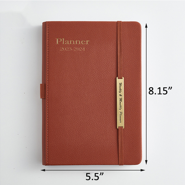 2023 18 Weeks A5 Academic Office Business Weekly & Monthly Planner Faux Leather Cover Notebook