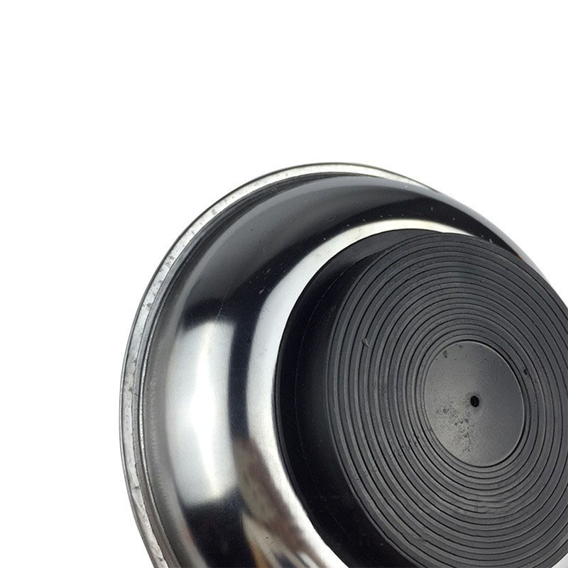 Round Magnetic Tool Tray Parts Holder 4 Inch Stainless Steel Construction with Soft Rubber Base 