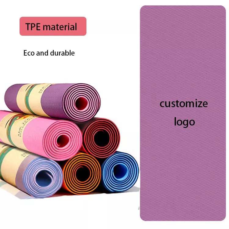 TPE Yoga Mats Custom Logo Eco Friendly Non Slip Custom Design High Quality for Gym Fitness Mattes Workout
