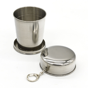 Stainless Steel Camping Mug Camping Folding Cup Portable Outdoor Travel Demountable Collapsible Cup With Keychain