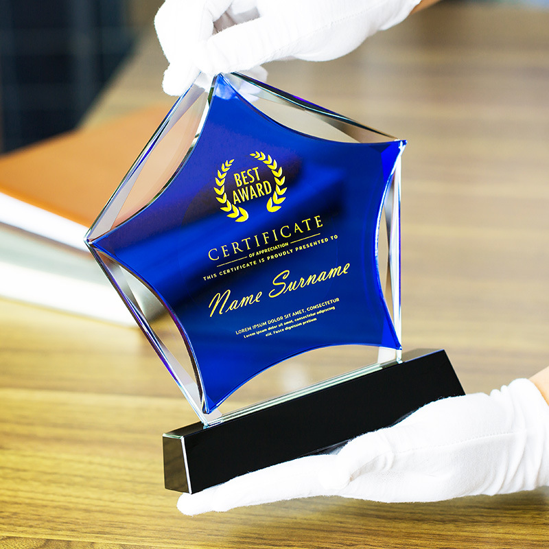 Personalized Crystal Employee Award Plaque Custom Employee & Company Name Unique Corporate Service Award