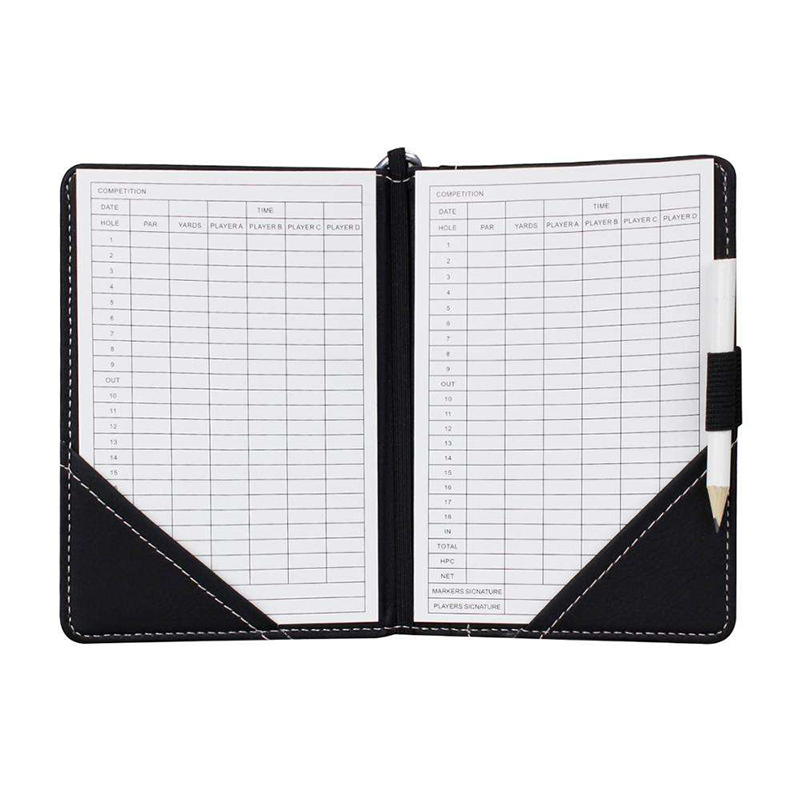 Golf Scorecard Cover PU Leather Yardage Book Holder Statistic and Score Tracking Waterproof Soft Thick Umpire Lineup Card Holder