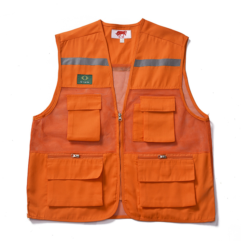 Zippered Reflective Safety Vest Volunteer Workwear Waistcoat with High Reflective Strips