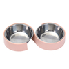 Double Cat Bowls Stainless Steel Pet Bowls No-Spill Base Food Water Feeder for Puppies Cats Small Dogs