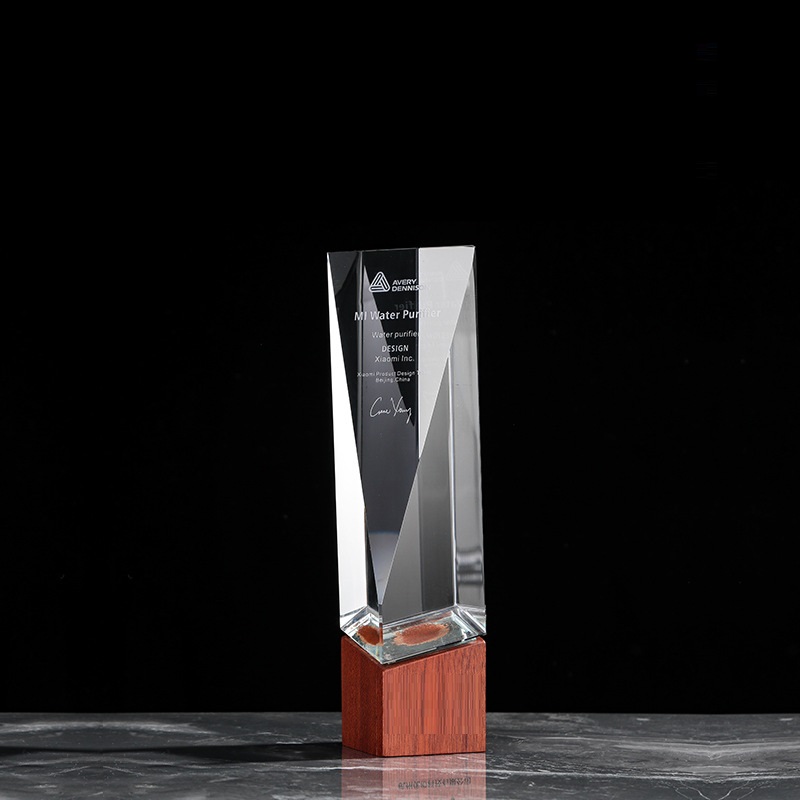 Personalized Crystal Glass Employee Award Plaque Service Period Unique Corporate Service Award