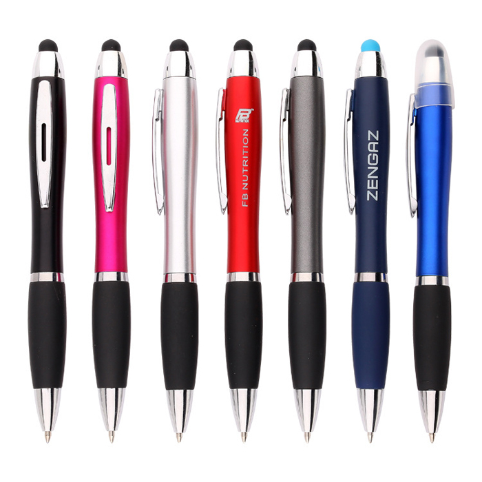 Stylus Ballpoint Pen Logo LED Flashlight Touch Screen Ad Gift Pen
