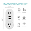 2 USB Ports Smart Plug Wi-Fi Outlet Socket Dimmer Brightness Adjust Timer Works with Alexa and Google Home Remote Control