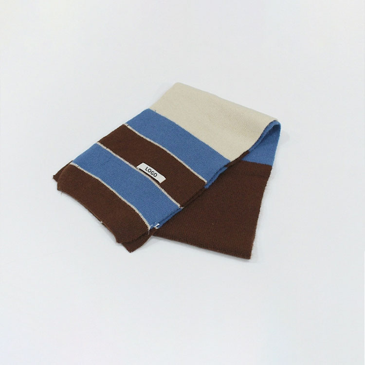 Winter Neutral Colored Striped Scarf Knitted Wool Scarf Preppy Bib