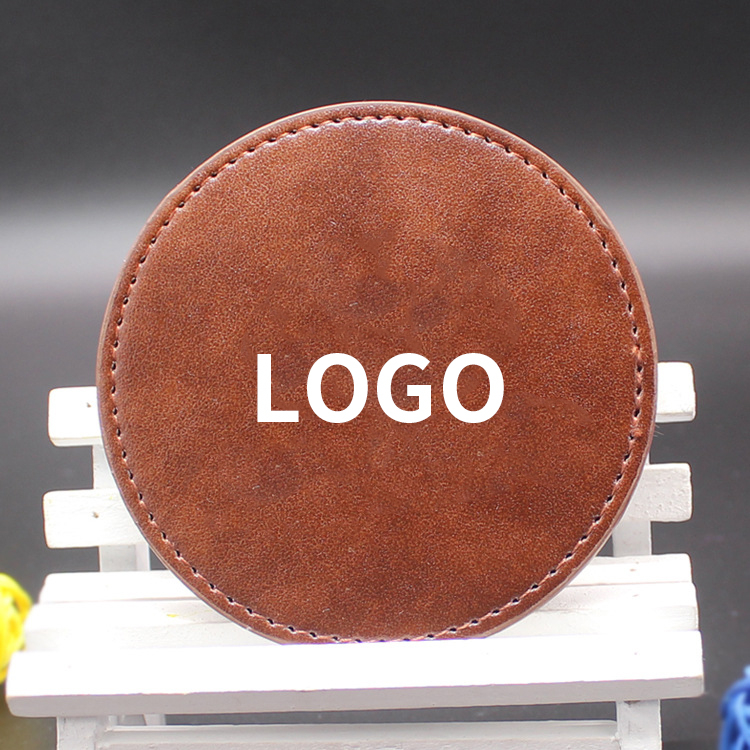 Leather Heat Insulation Mat, Round Placemat, Non-slip And Anti-burn Mat, Table Mat, Round Printed PU Coaster Pad