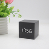 Digital Alarm Clock Wooden Electronic LED Time Display Cubic Small Mini Wood Made Electric Clocks for Bedroom Bedside Desk