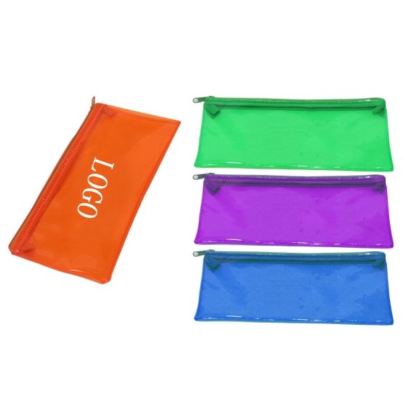 Printed Semi Clear PVC Zipped Pencil Cases For School