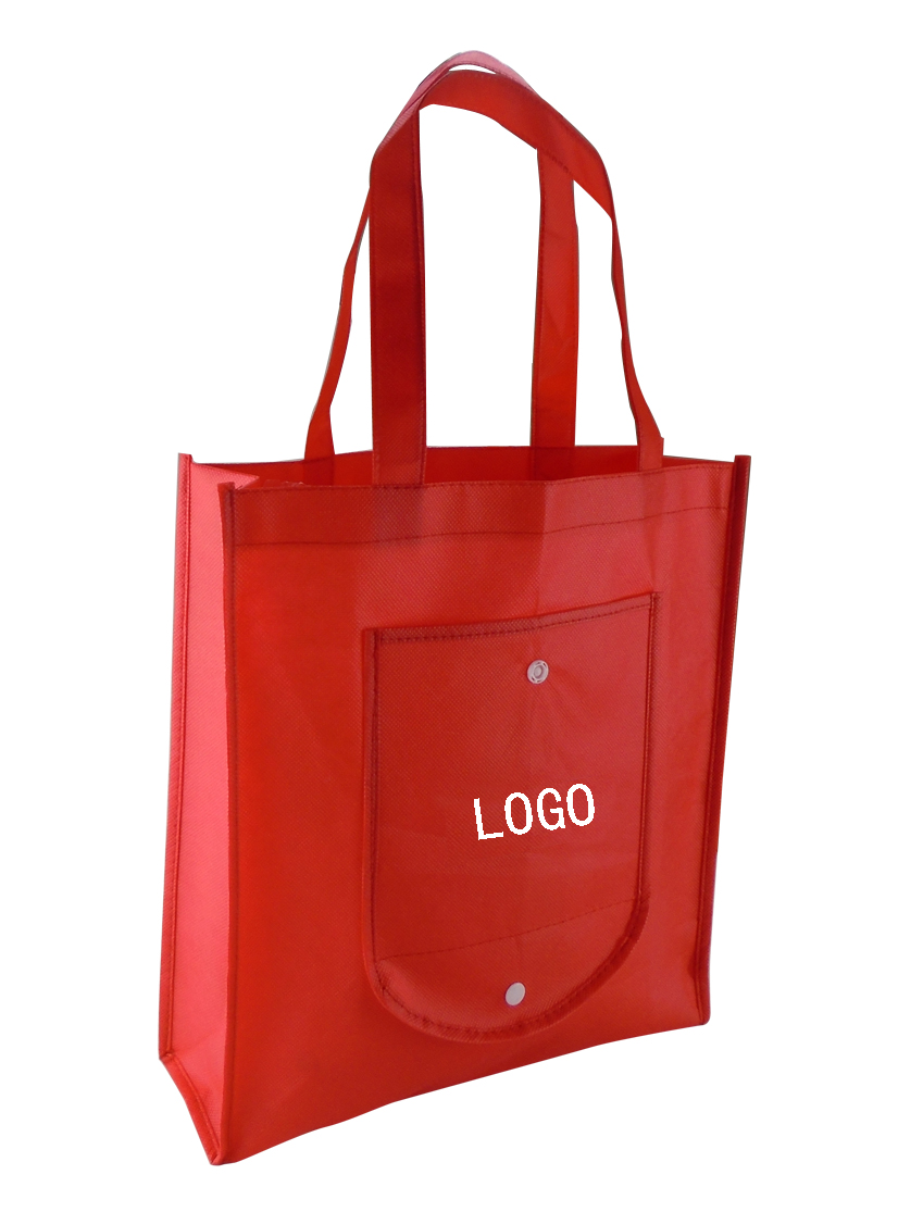 Promotional Logoed Custom Snap Up Folding Non-woven Shopper Grocery ...