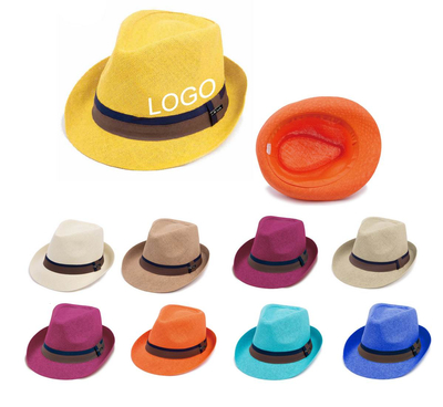 Custom Fedora Straw Hat With Logo