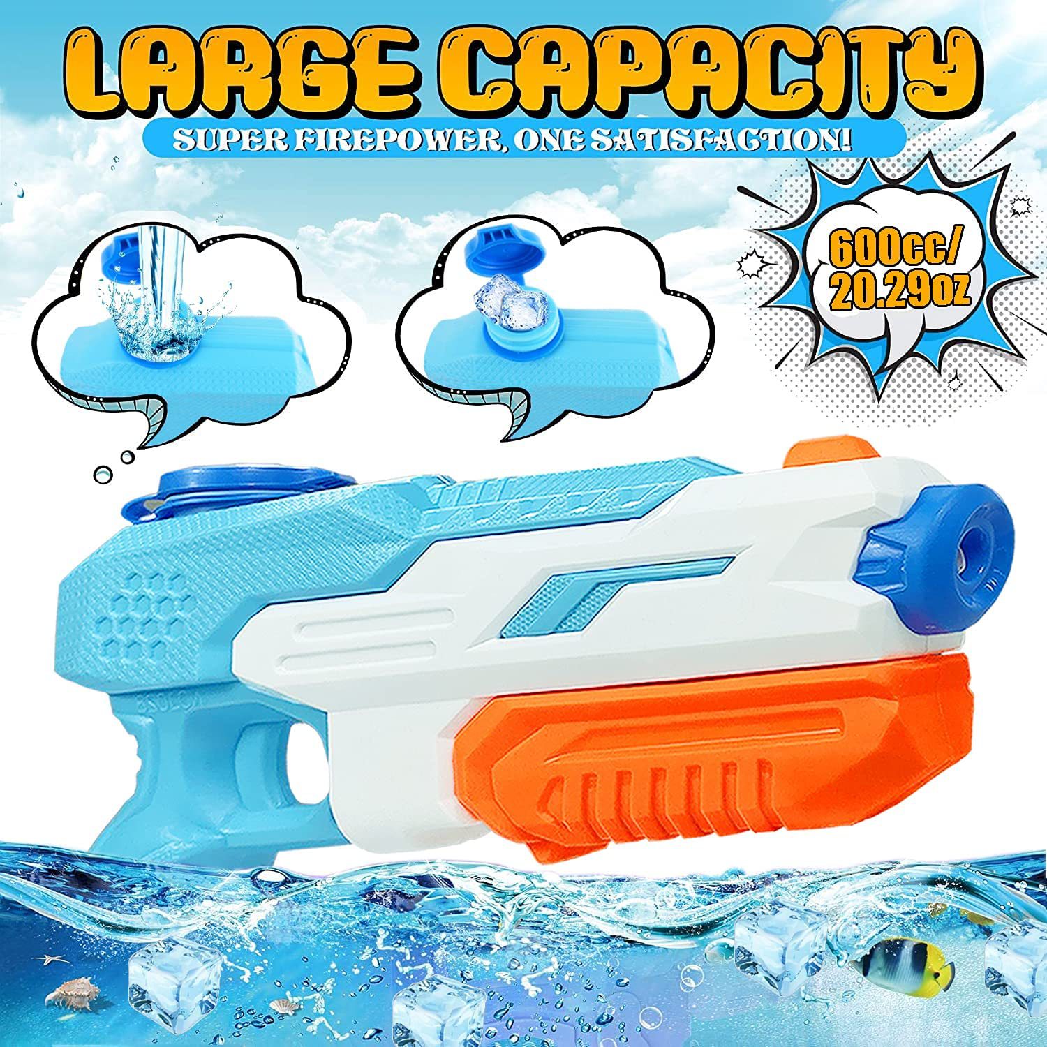 Large Water Gun High Capacity 30 Feet Shooting Range Water Shooter for Kid Adult Toy for Swimming Pool Party Beach Fight Activity