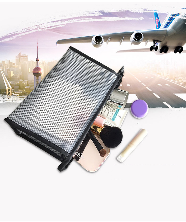 Travel Cosmetic Makeup Bag Portable Waterproof Cosmetic Toiletry Storage Bag Mesh Pocket Zippered Bag