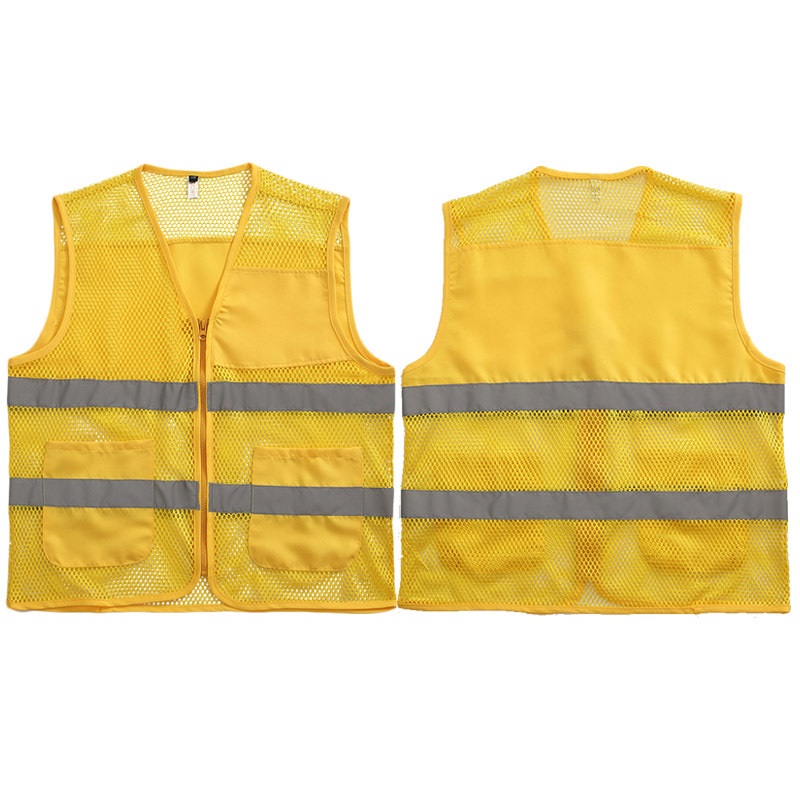 Unisex Volunteer Vest Safety Reflective Running Cycling Mesh Enhanced Visibility Multi-Pocket Vest